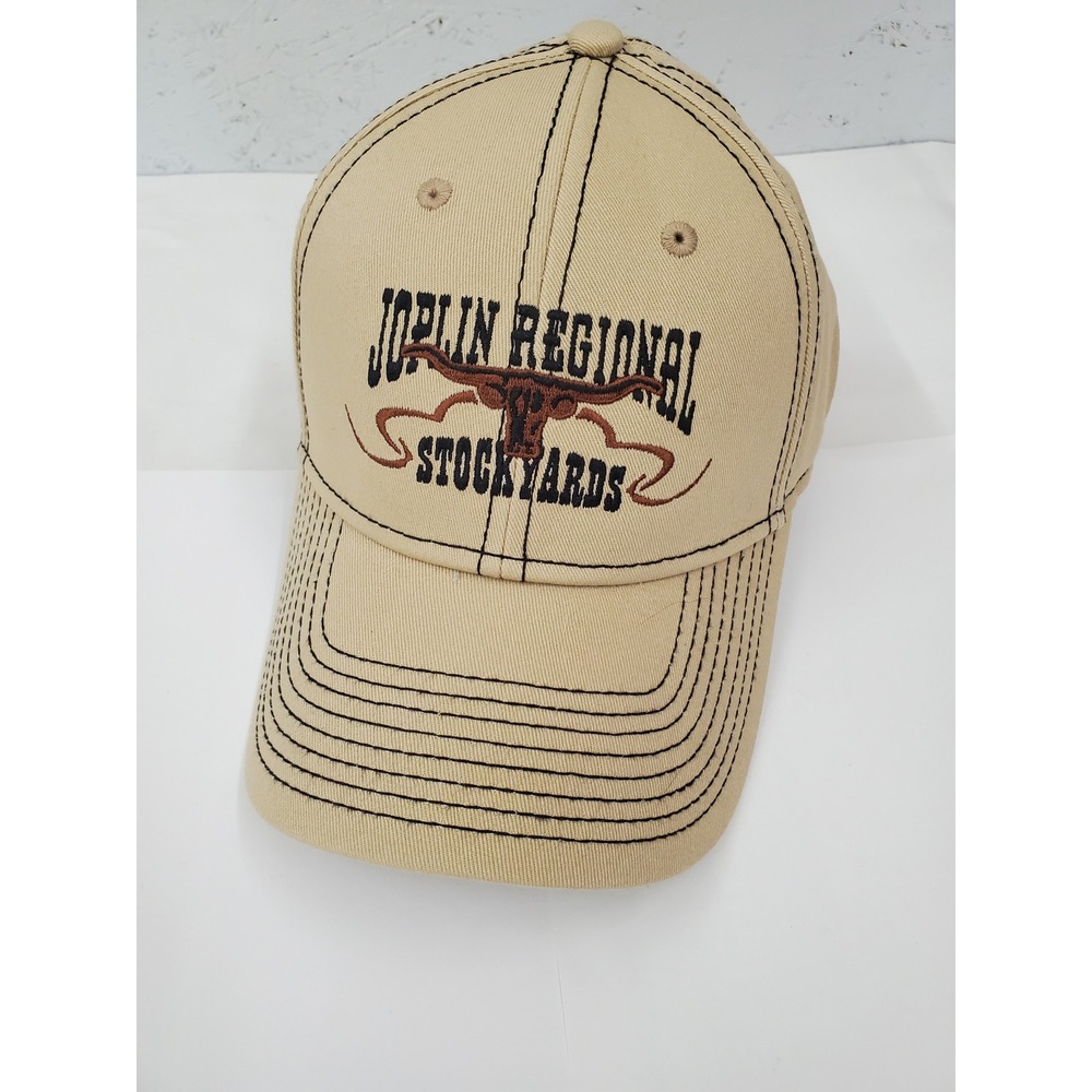 Embassy Joplin Regional Stockyards Hat Tan Khaki Longhorn Embroidered BB Cap